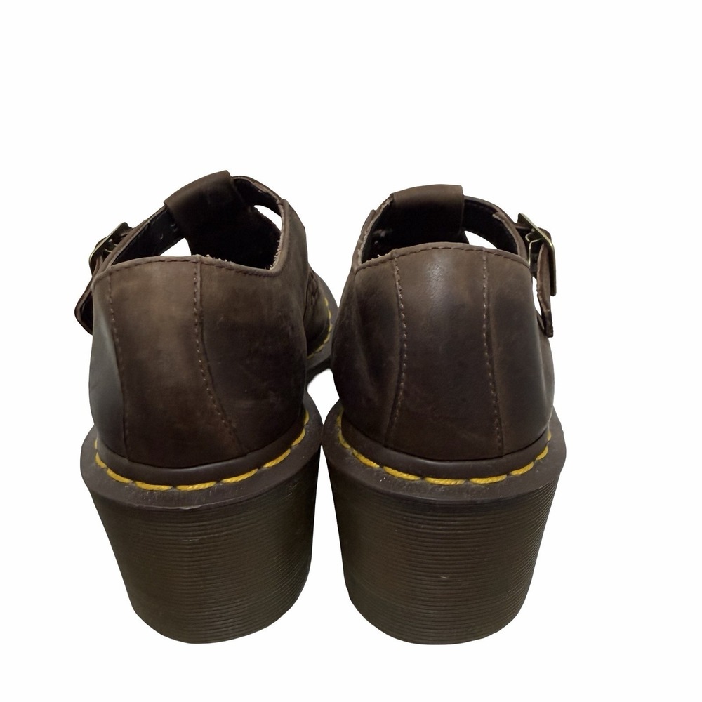 Dr Martens Womens Mindy Woven Vamp T-Bar Mary Jane Shoes US 6 Chunky Heel Brown - Picture 4 of 13